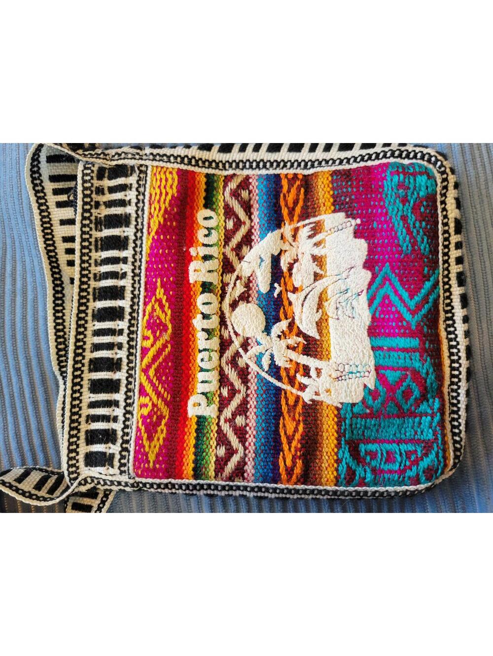 Puerto Rico Colorful Woven Crossbody Bag with Island Design